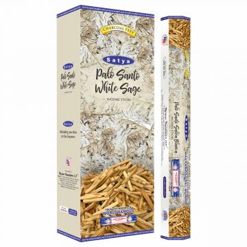 Palo Santo & White Sage Incense Sticks, Satya Hex Pack - 6 Boxes x 20 Sticks